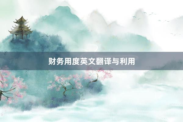 财务用度英文翻译与利用